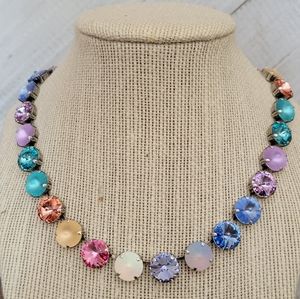 Austrian Crystal Necklace in Antique Silver